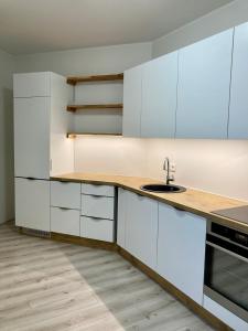 Kuchyň nebo kuchyňský kout v ubytování Pepleri Apartment&Parking