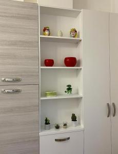 a white shelf with plants on it in a kitchen at Max's Apartment in Palermo