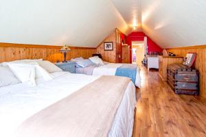 1 dormitorio grande con 2 camas y cocina en Villa au toit rouge - Massif du Sud, 