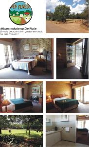 een collage van vier foto's van een hotelkamer bij Die Plasie on-suite rooms in Hartbeespoort