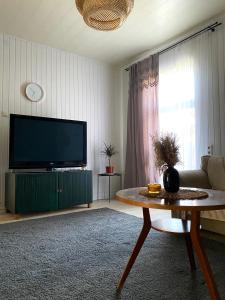 Μια τηλεόραση ή/και κέντρο ψυχαγωγίας στο 3 bedroom apartment near the city center