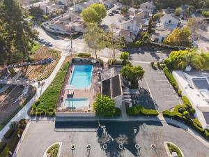 an aerial view of a house with a swimming pool at Breathtaking views, close to the ocean and canyon in Laguna Niguel