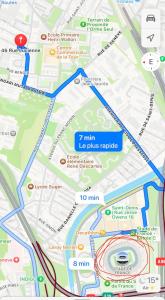 um mapa de Dublin com um marcador azul em Appart proche stade de France em La Courneuve