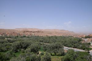 Blick auf ein Tal mit Bäumen und Bergen in der Unterkunft Belle Vue Dades in Aït bou Oualal