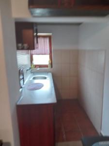 ein kleines Bad mit einem Waschbecken und einer Theke in der Unterkunft Kolibica in Mitrovac