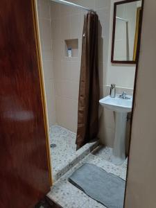 a bathroom with a shower and a sink at Departamento Aeropuerto CDMX in Mexico City
