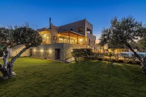 una casa grande con un patio delante en Villa Luna, en Skalánion