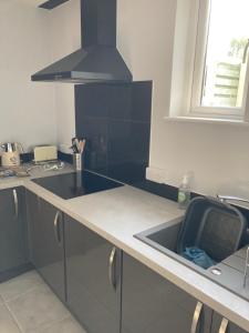 a kitchen with a sink and a counter top at Raglans in Swindon