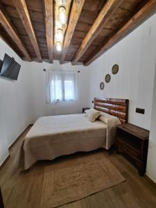1 dormitorio con 1 cama grande y TV en El rincón de Gondi, en El Tiemblo