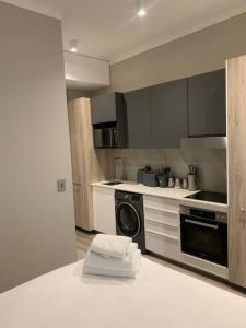 a kitchen with a stove and a dishwasher at Entire Studio Apartment @MenlynMaine in Pretoria