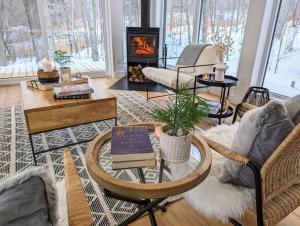 Posezení v ubytování trähus tremblant
