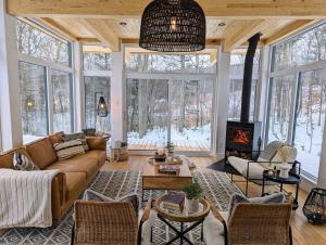 Posezení v ubytování trähus tremblant