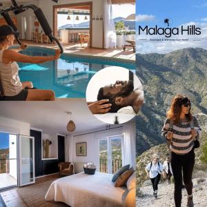 uma colagem de fotos de uma mulher numa villa em Malaga Hills Double Comfort Boutique & Wellness Hotel -Adults Only- em Cómpeta