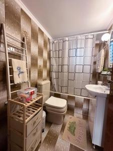 薩拉米斯的住宿－Salamis Luxury Escape，一间带卫生间和水槽的浴室