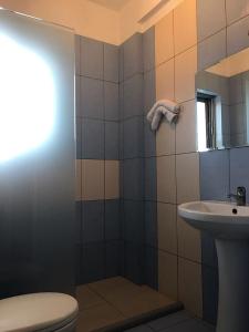 a bathroom with a toilet and a sink at Intea Hotel in Golem