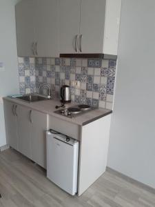 a small kitchen with a sink and a stove at Nona's House and Aparts in K'obulet'i