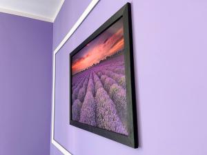 Televízia a/alebo spoločenská miestnosť v ubytovaní Apartament Lawendowy