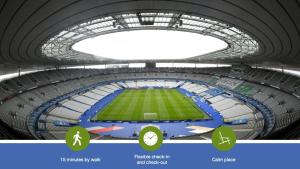 a rendering of the interior of a soccer stadium at T3 moderne & proche stade de France, Adidas Arena in Saint-Denis