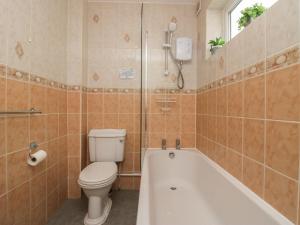 a bathroom with a toilet and a bath tub at The Bird's Nest in Windermere +34 photos