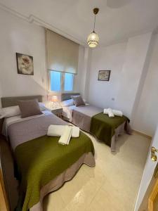 1 Schlafzimmer mit 2 Betten in einem Zimmer in der Unterkunft Piso centro Arenas: Mira Gredos in Arenas de San Pedro