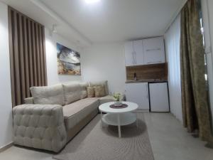 a living room with a couch and a table at Apartments Doha in Ulcinj