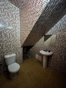 y baño con aseo y lavamanos. en Appartement avec belle vue à ourika Oulmes, en Marrakech