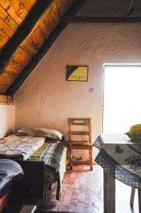 ein Schlafzimmer mit einem Bett und einem Stuhl in einem Zimmer in der Unterkunft Rent a house Duzi - Savnik in Šavnik