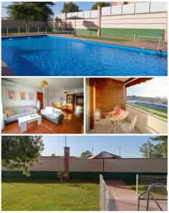 two pictures of a house with a swimming pool at El Mirador de Linarejos in Linares