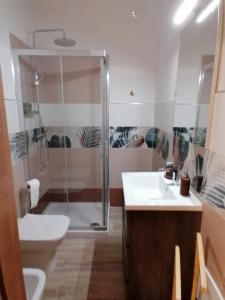 een badkamer met douche, toilet en wastafel bij Perla Marina - Monna Sonia in Agropoli