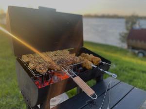 a grill with a bunch of food on it at Doles skati, kubls - iekļauts cenā in Salaspils