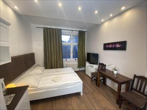 Televízia a/alebo spoločenská miestnosť v ubytovaní P&J Apartamenty Św. Krzyża