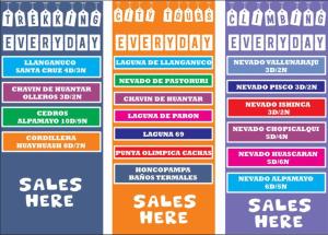 um conjunto de sinais de vendas em cores diferentes em Nery Lodging em Huaraz