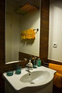 un bagno con lavandino e specchio di Ferien am Bischofsberg - Edlbach 31 a Windischgarsten Altre 14 foto