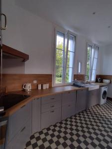 eine Küche mit einer Spüle und einer Arbeitsplatte in der Unterkunft Domaine de Beaucamp in Châtelraould-Saint-Louvent