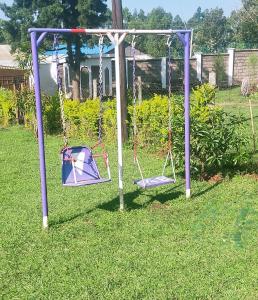 dos columpios en el césped en un patio en Pacific Homes @milimani court, kakamega en Kakamega