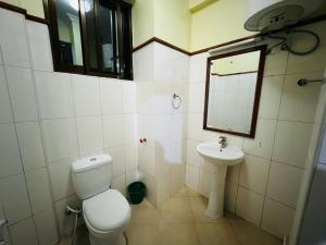 uma casa de banho com um WC e um lavatório em Beckys Apartment in down Town Arusha 