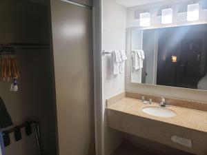 Best Western Center Inn في فرجينيا بيتش: حمام مع حوض ومرآة