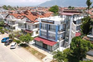 an aerial view of a building in a city at Lamira Apart Holiday&Guest House in Fethiye