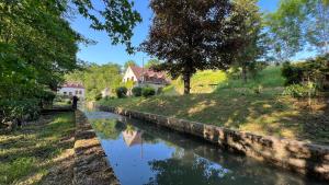 a river with a house in the background and a tree at Chambre indépendante au calme avec parking privé in Souvigny-de-Touraine +2 photos