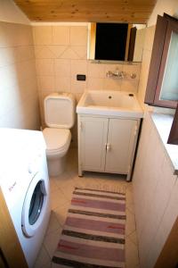 ein Badezimmer mit einem WC, einem Waschbecken und einer Waschmaschine in der Unterkunft A Casitta a pochi km da Taormina in Calatabiano