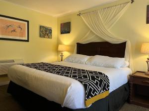Marceline的住宿－Hotel Marceline，一间卧室配有一张带天蓬的大床