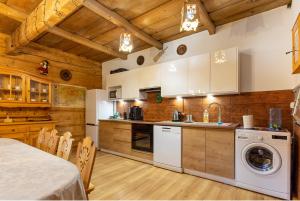 a kitchen with a washer and dryer in a room at Stara Chata in Zakopane