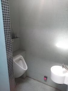 łazienka z pisuarem, toaletą i umywalką w obiekcie Lijsterlaan 42 w mieście Kapellen