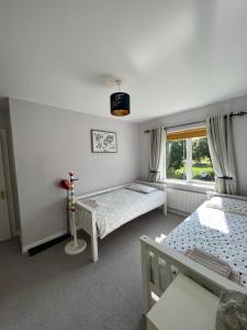 1 dormitorio con 2 camas y ventana en Adaline House Dublin, en Dublín