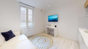 Televízia a/alebo spoločenská miestnosť v ubytovaní Appartements modernes avec véranda