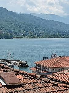 a view of a large body of water with a boat at Villa Dudinka in Ohrid +55 photos