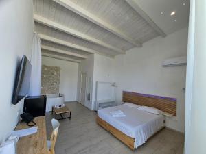 1 dormitorio con 1 cama y TV de pantalla plana en Luxury Pool Suites - Città Bianca en Pescara