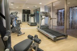 siłownia z 3 bieżniami w pokoju w obiekcie Hotel Arkadia Jelcz-Laskowice w mieście Jelcz