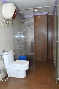 a bathroom with a toilet and a shower at PARK PRIDE INN in Patna