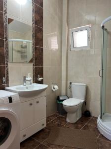 a bathroom with a toilet and a sink and a shower at Villa Pari Apartment in Kotor +17 photos